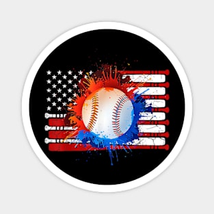 Patriotic USA 4th of July  American Flag Baseball Team Magnet